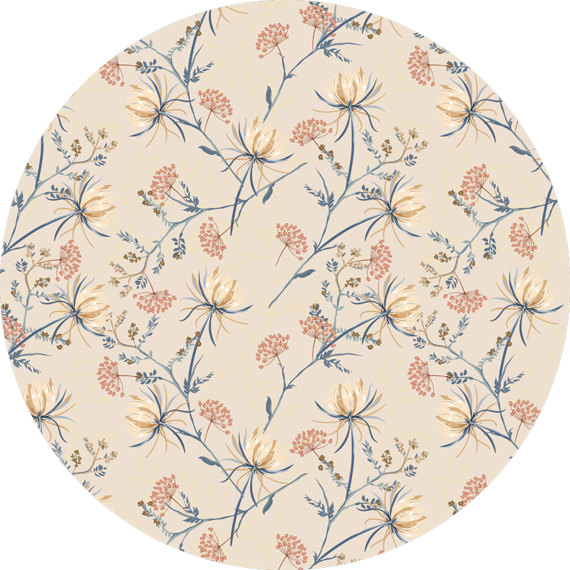 Botanical bloom surface floral vinyl rug - TenStickers