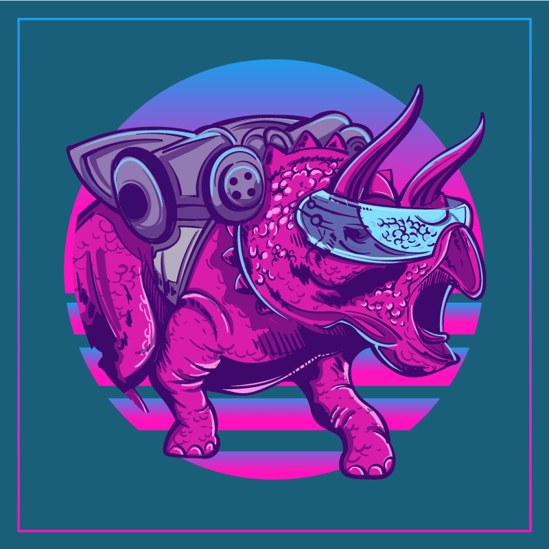Cybernetic Rhino Illustration animal vinyl carpet - TenStickers