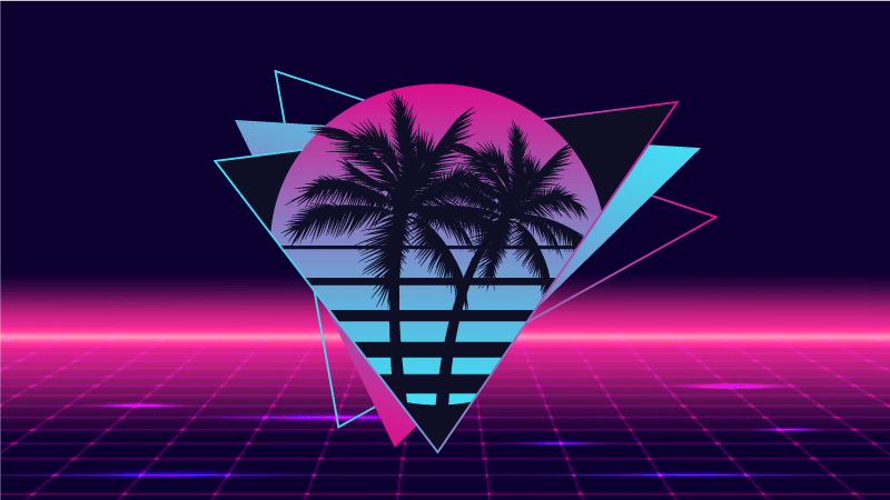 Retro Neon Palms vintage vinyl carpet - TenStickers