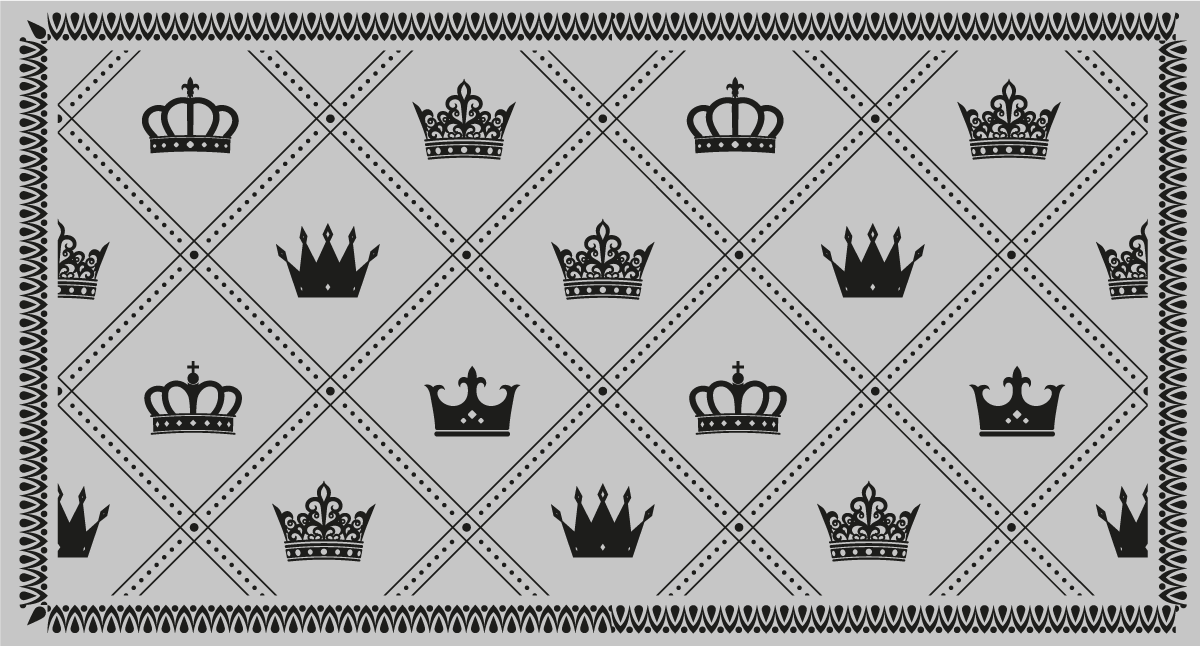 Monochrome Crown Pattern grey vinyl carpet - TenStickers