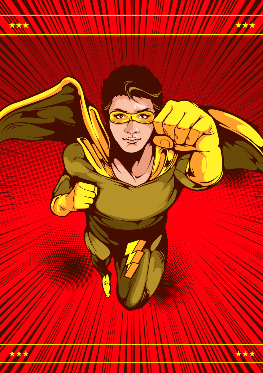 Superhero Action Pose kids vinyl carpet - TenStickers