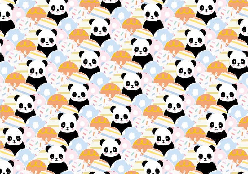 Panda Playground Pattern nursery vinyl carpet - TenStickers