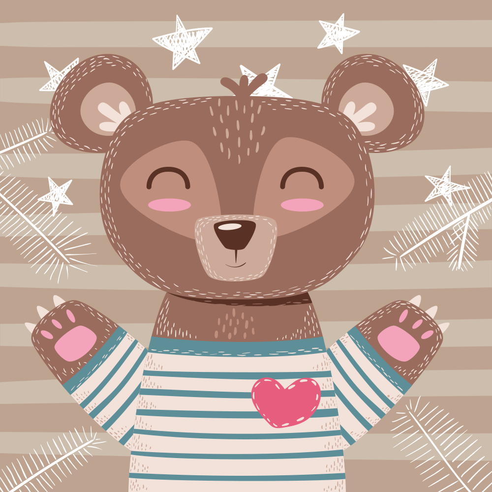 Adorable Bear Illustration nursery vinyl carpet - TenStickers