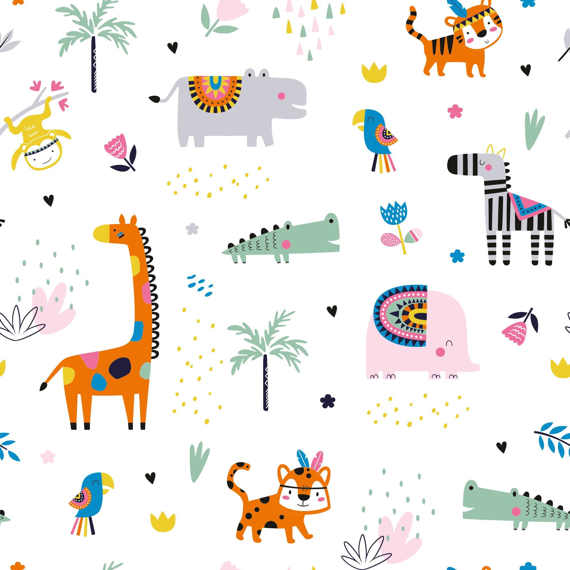 Cheerful Safari Theme nursery vinyl carpet - TenStickers