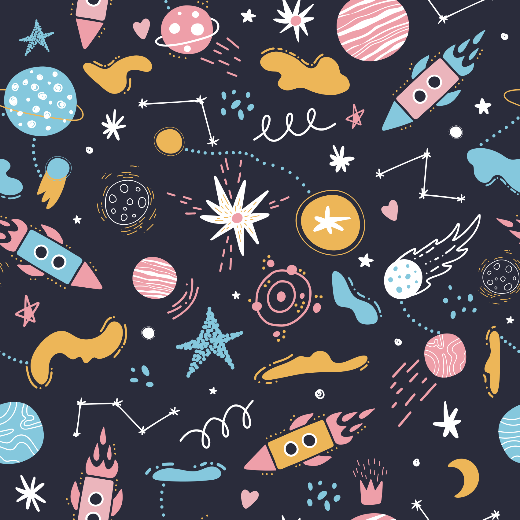 Cosmic Space Adventure kids vinyl carpet - TenStickers