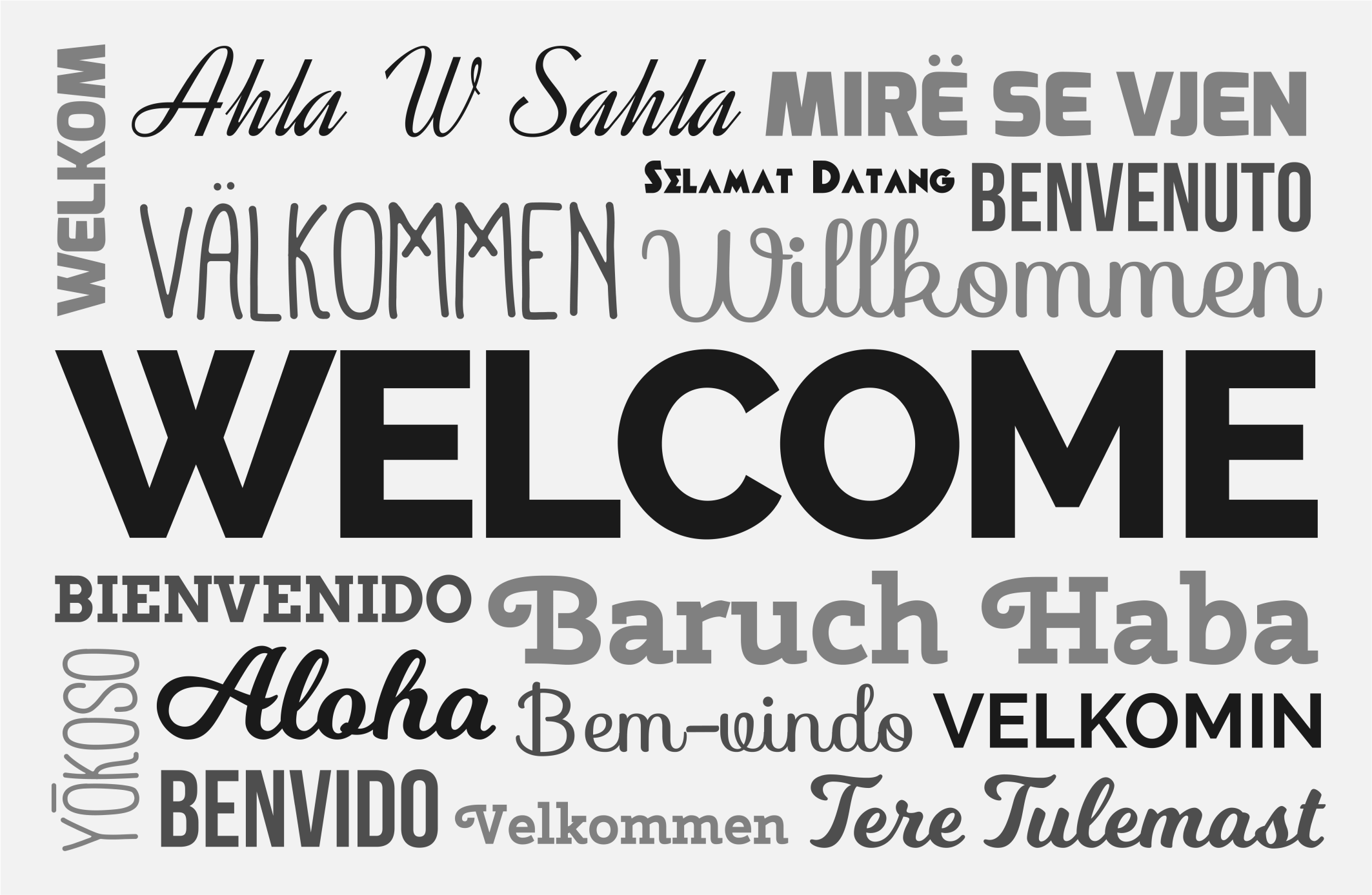 Multilingual Welcome Design entrance hall vinyl carpet - TenStickers