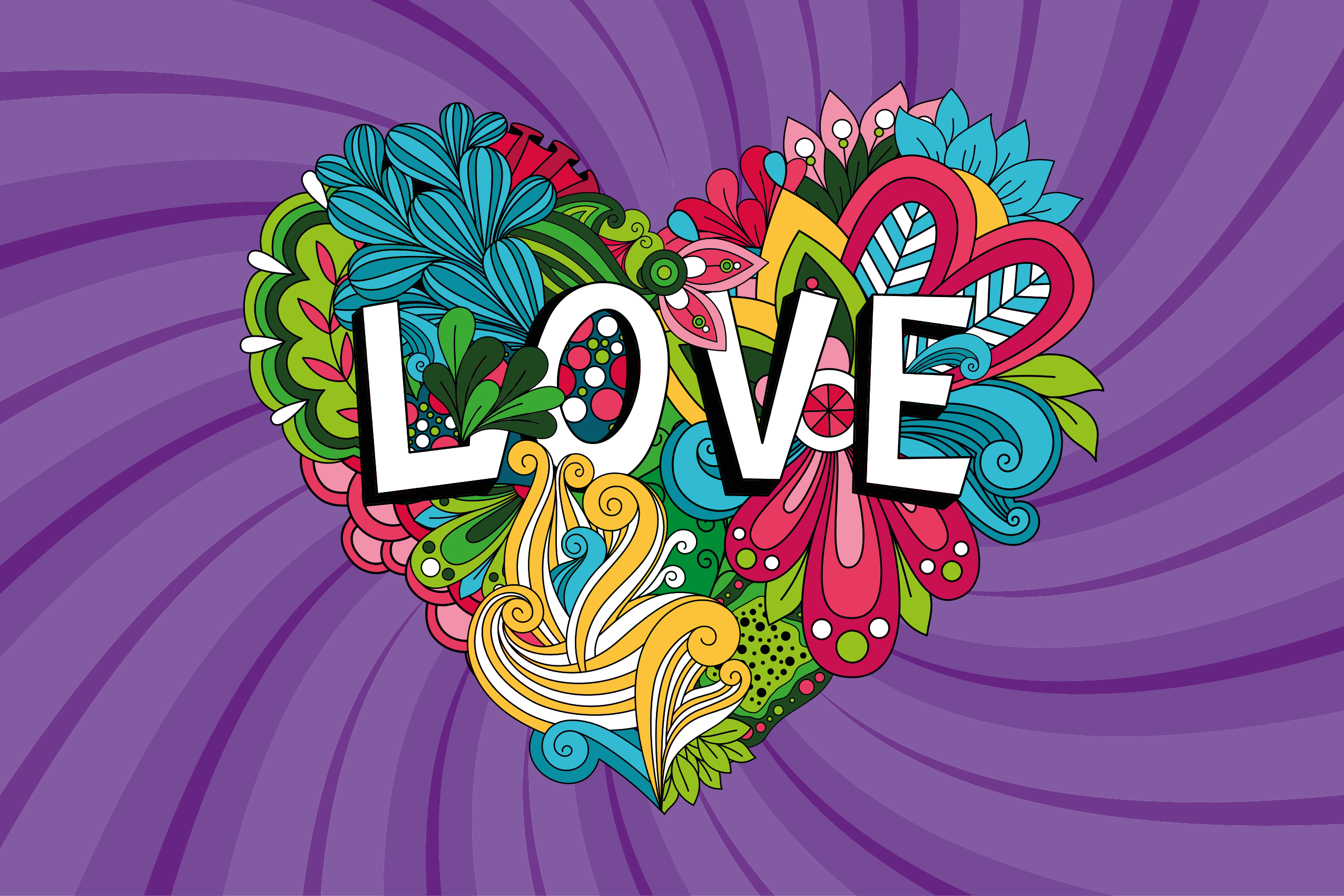 Colorful Love Illustration custom vinyl carpet - TenStickers