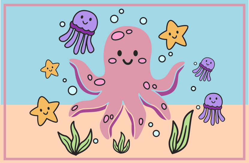 Ocean Friends Illustration kids vinyl carpet - TenStickers