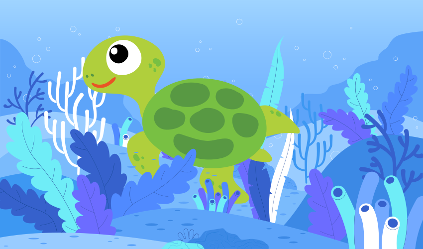 Cheerful Turtle Seascape kids vinyl carpet - TenStickers