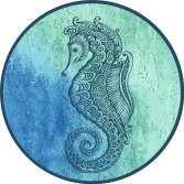 Seahorse Circular Pattern animal vinyl carpet - TenStickers