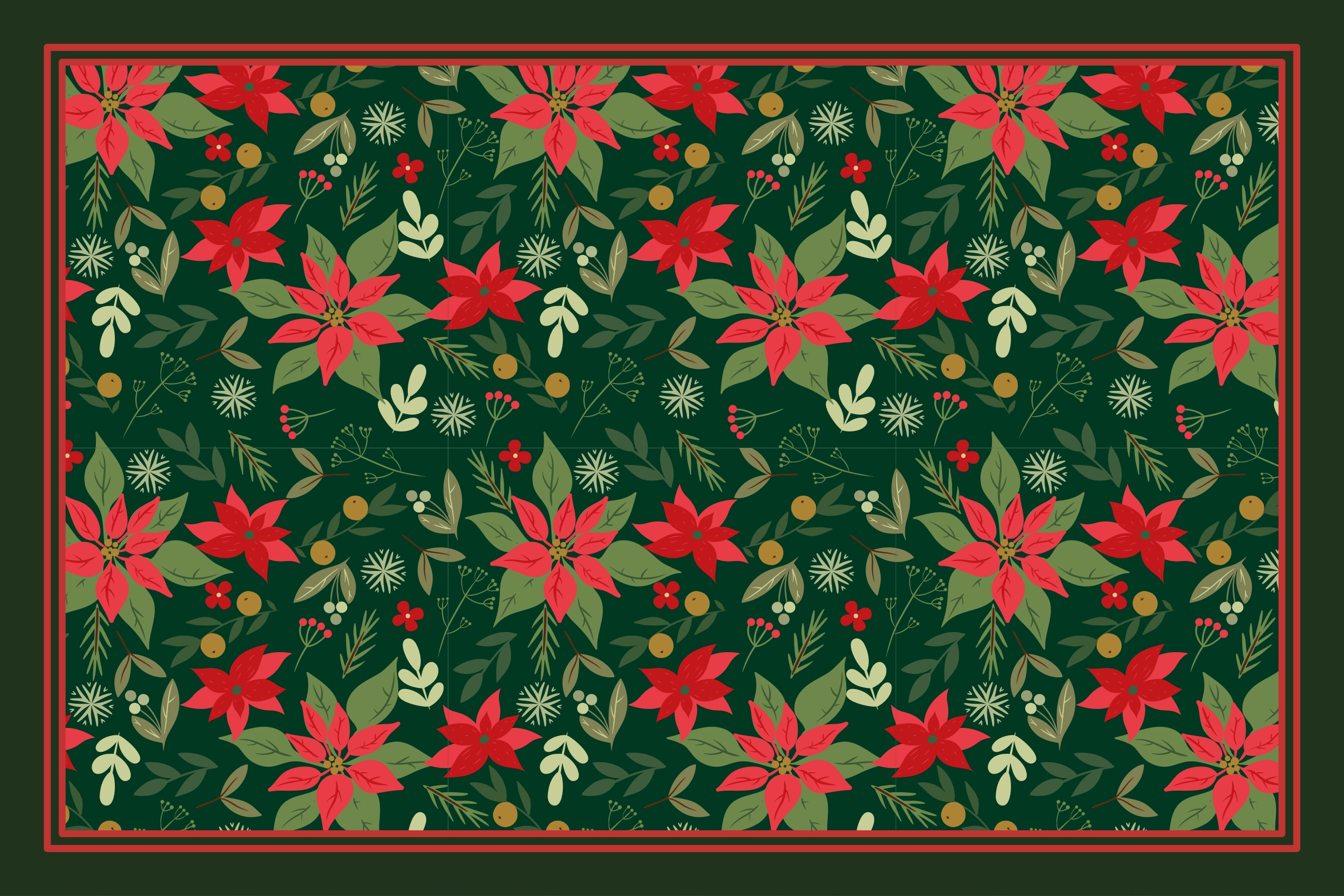 Festive Poinsettia Pattern Christmas vinyl carpet - TenStickers