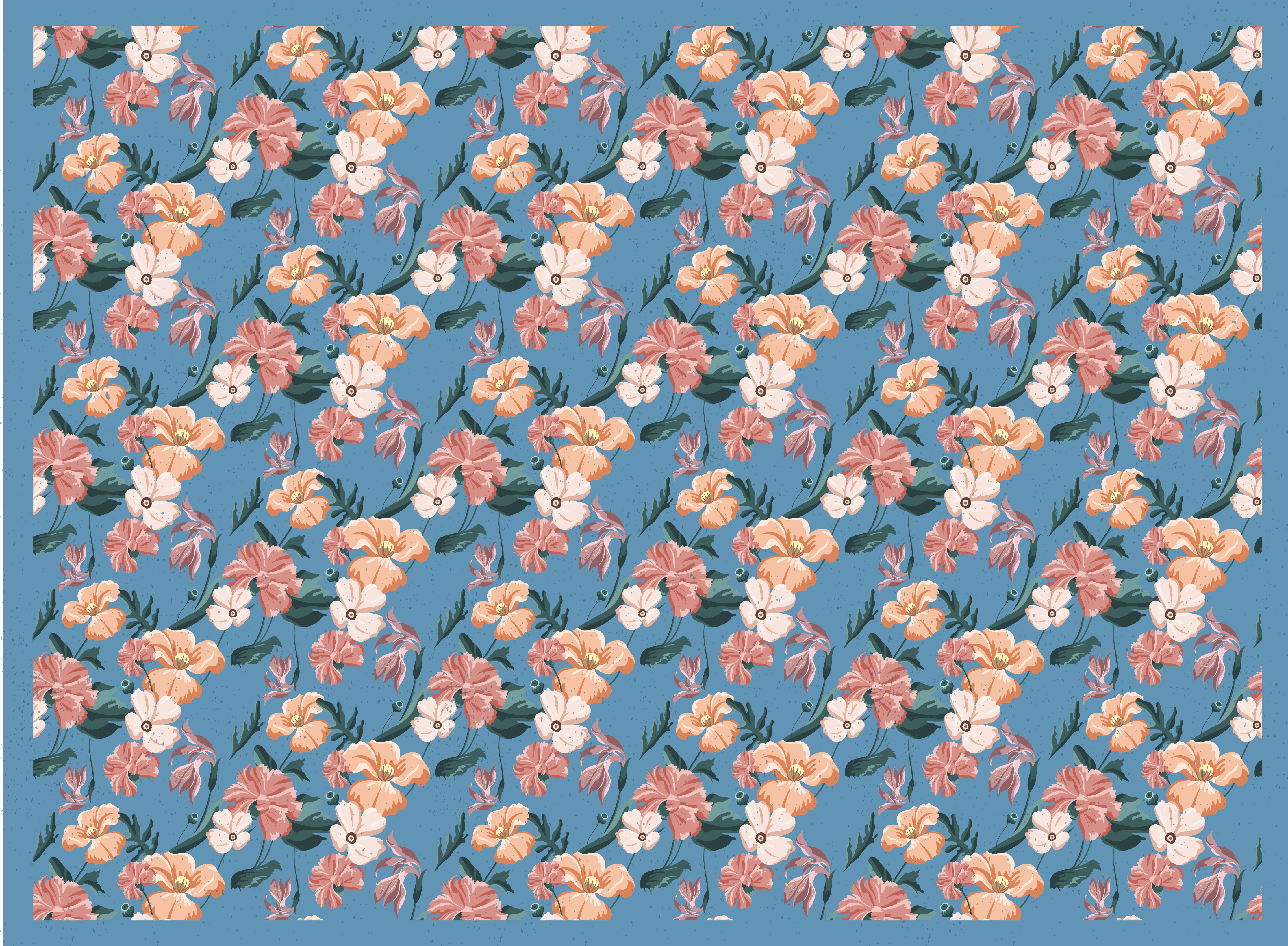 Floral bloom pattern floral vinyl carpet - TenStickers