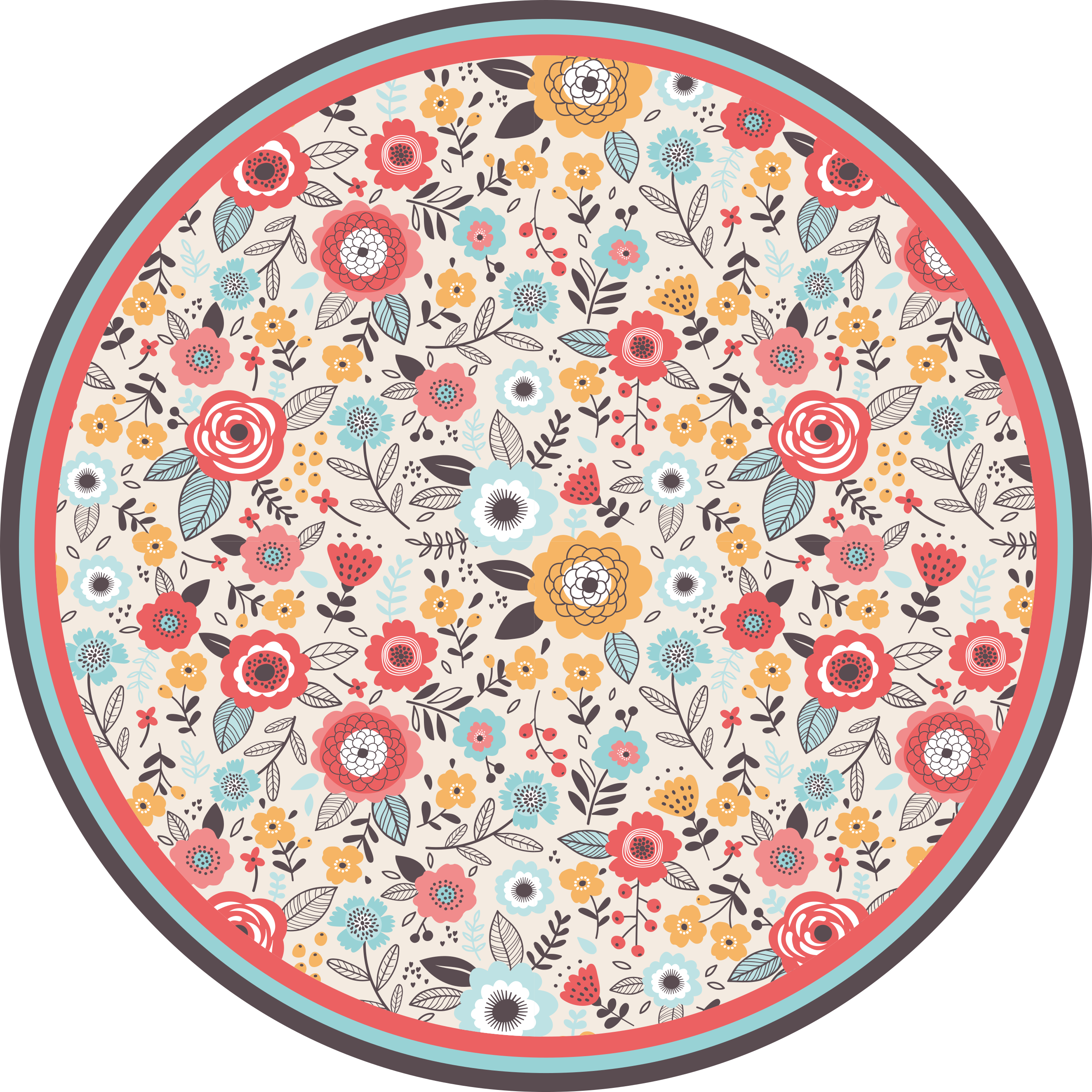 Floral circular design floral vinyl carpet - TenStickers