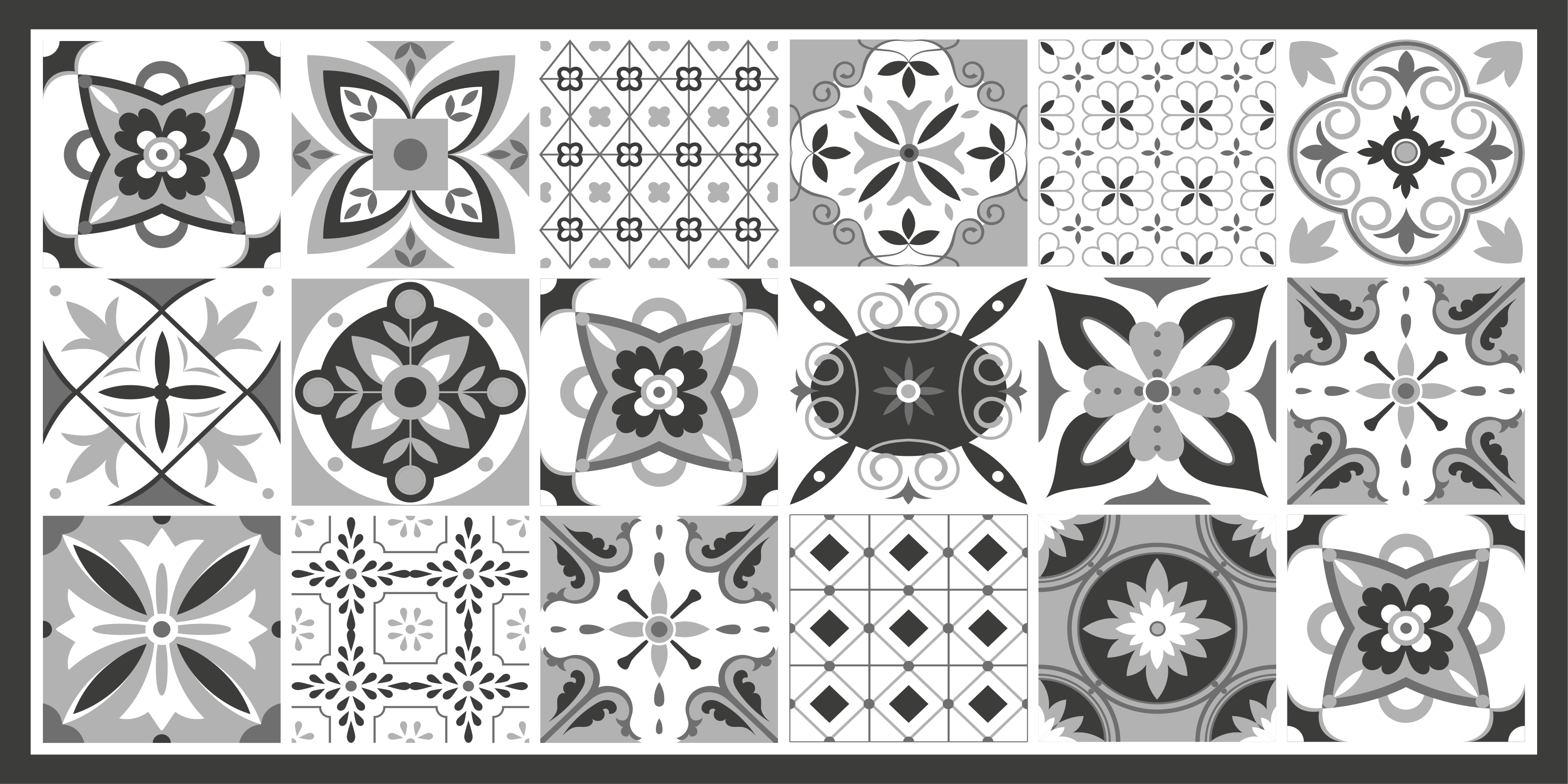 Patterned Tile Ensemble tile vinyl carpet - TenStickers