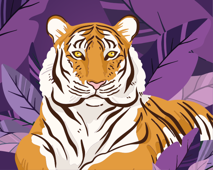 Tiger Illustration animal vinyl carpet - TenStickers
