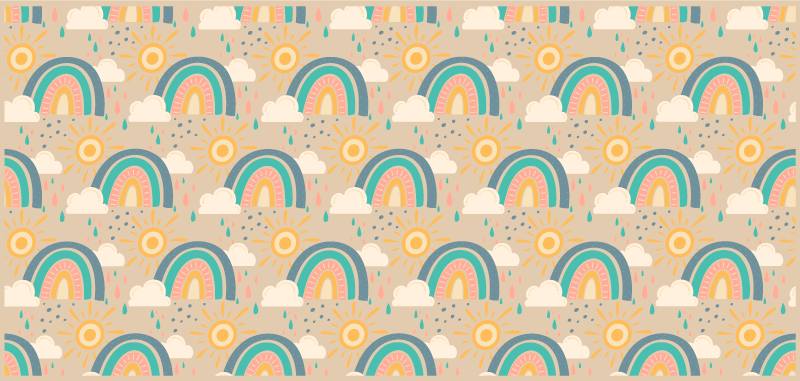 Cheerful Rainbow Pattern kids vinyl carpet - TenStickers