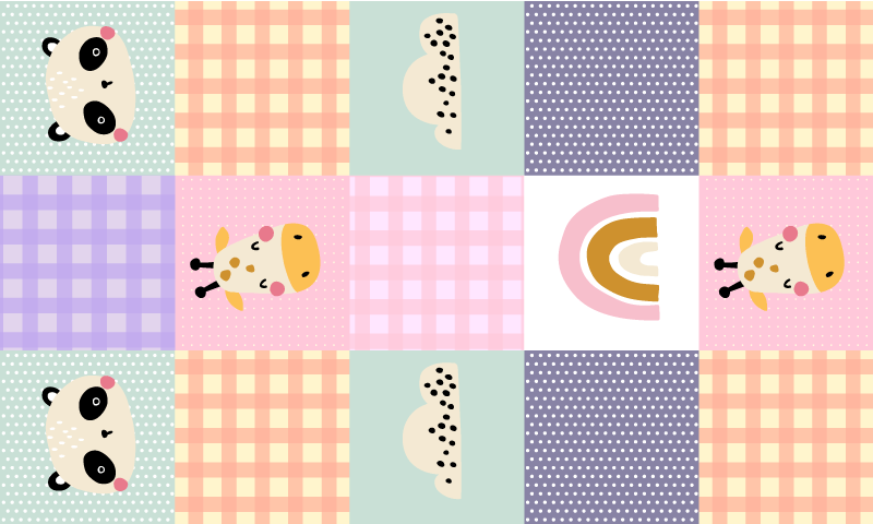 Playful patchwork kids vinyl carpet - TenStickers