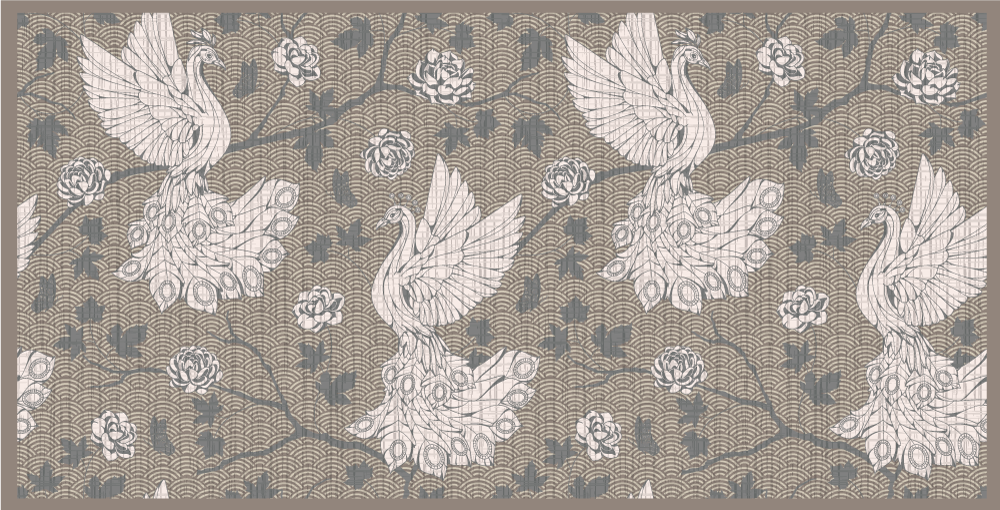 Crane Garden Scene animal vinyl carpet - TenStickers