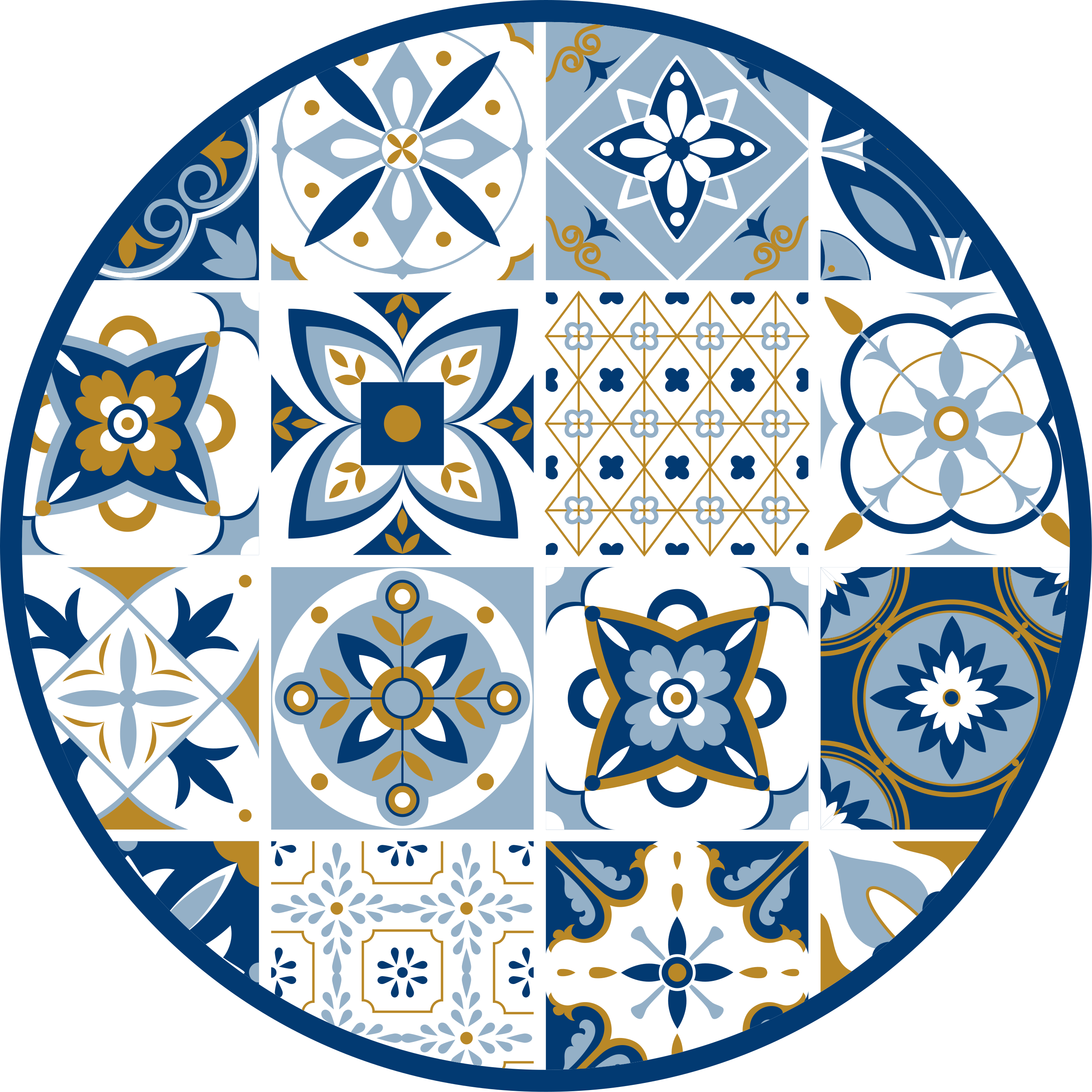 Circular tile pattern tile vinyl carpet - TenStickers