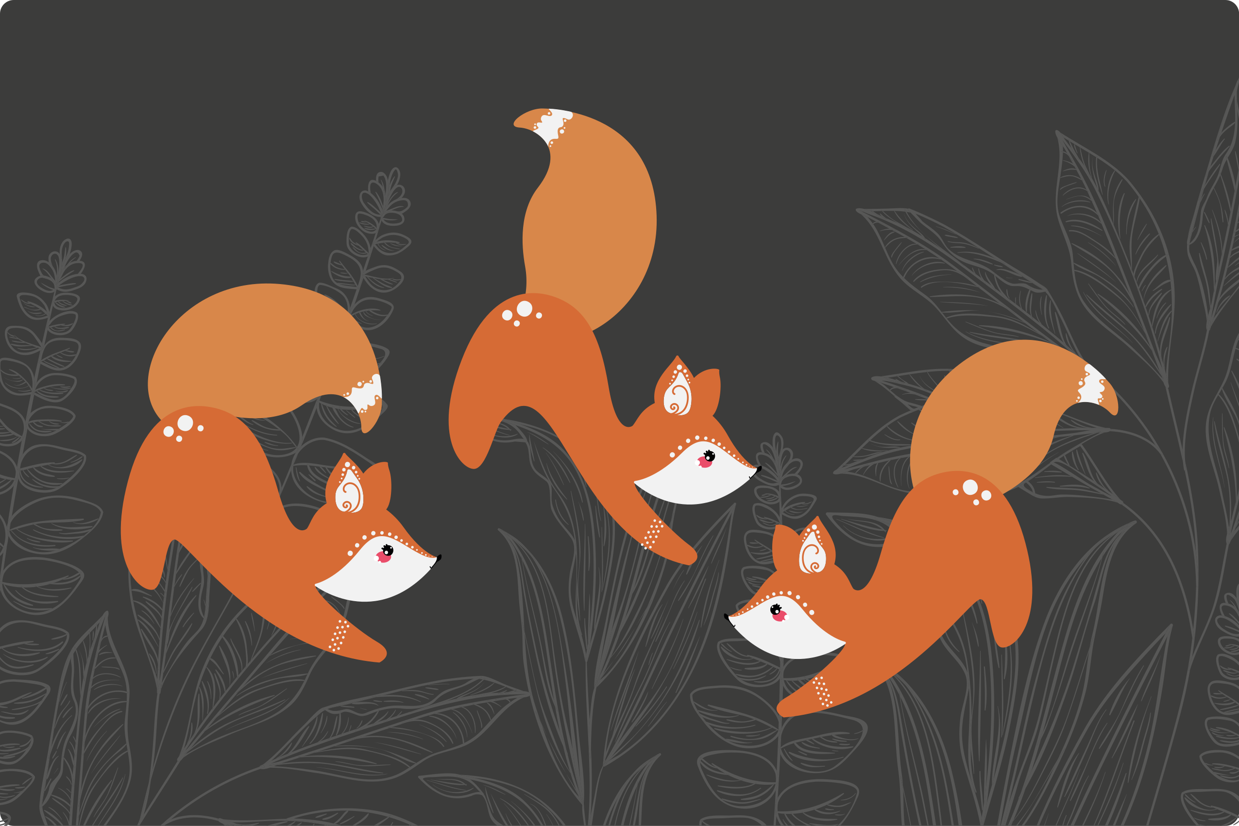 Playful Foxes Pattern animal vinyl carpet - TenStickers