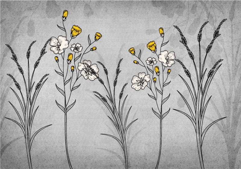 Botanical Illustration Detail floral vinyl carpet - TenStickers