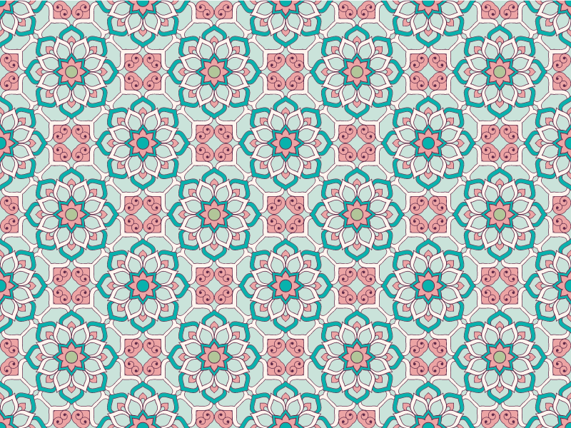 Tile Effect Pattern Overlay floral vinyl carpet - TenStickers