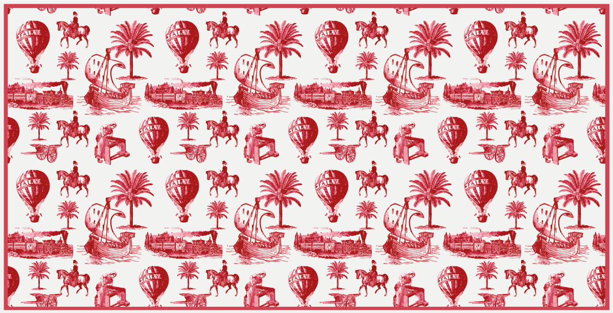 Exotic Red Animal Illustrations vintage vinyl carpet - TenStickers