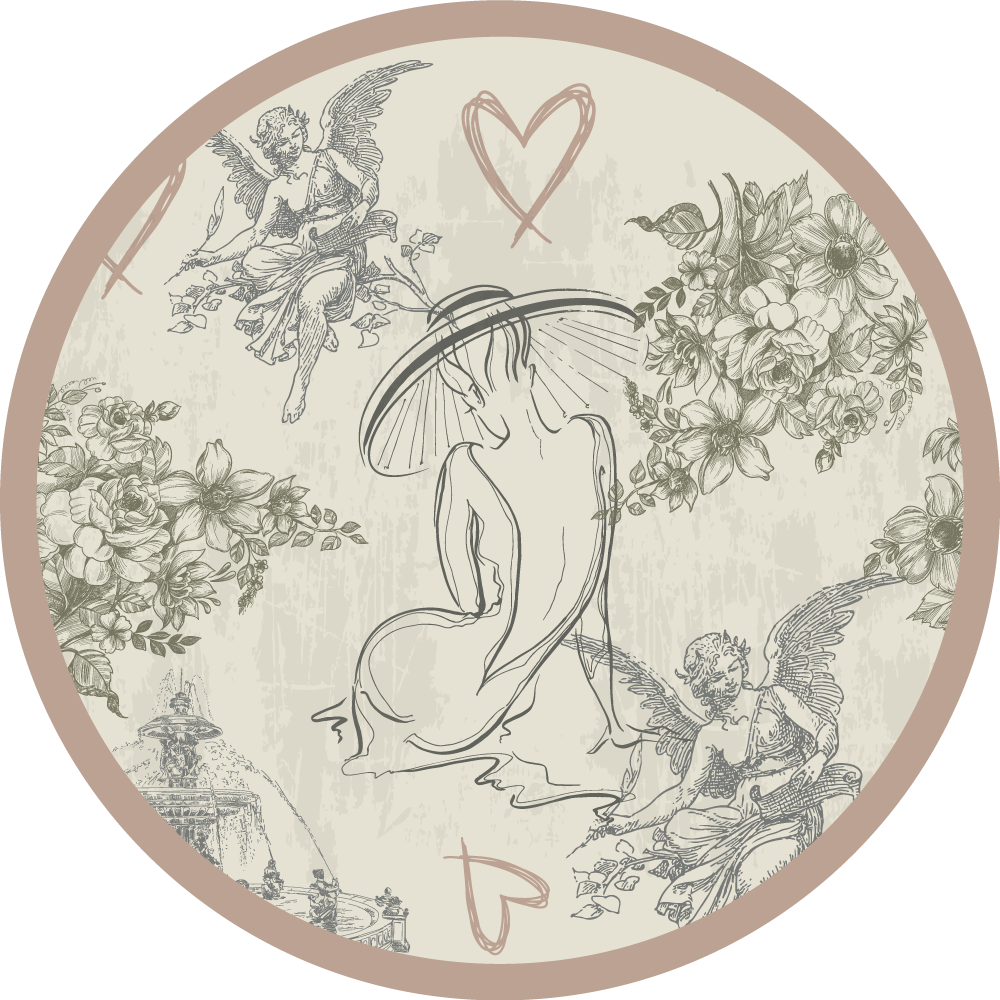 Round Celestial Botanical Emblem circular vinyl carpet - TenStickers