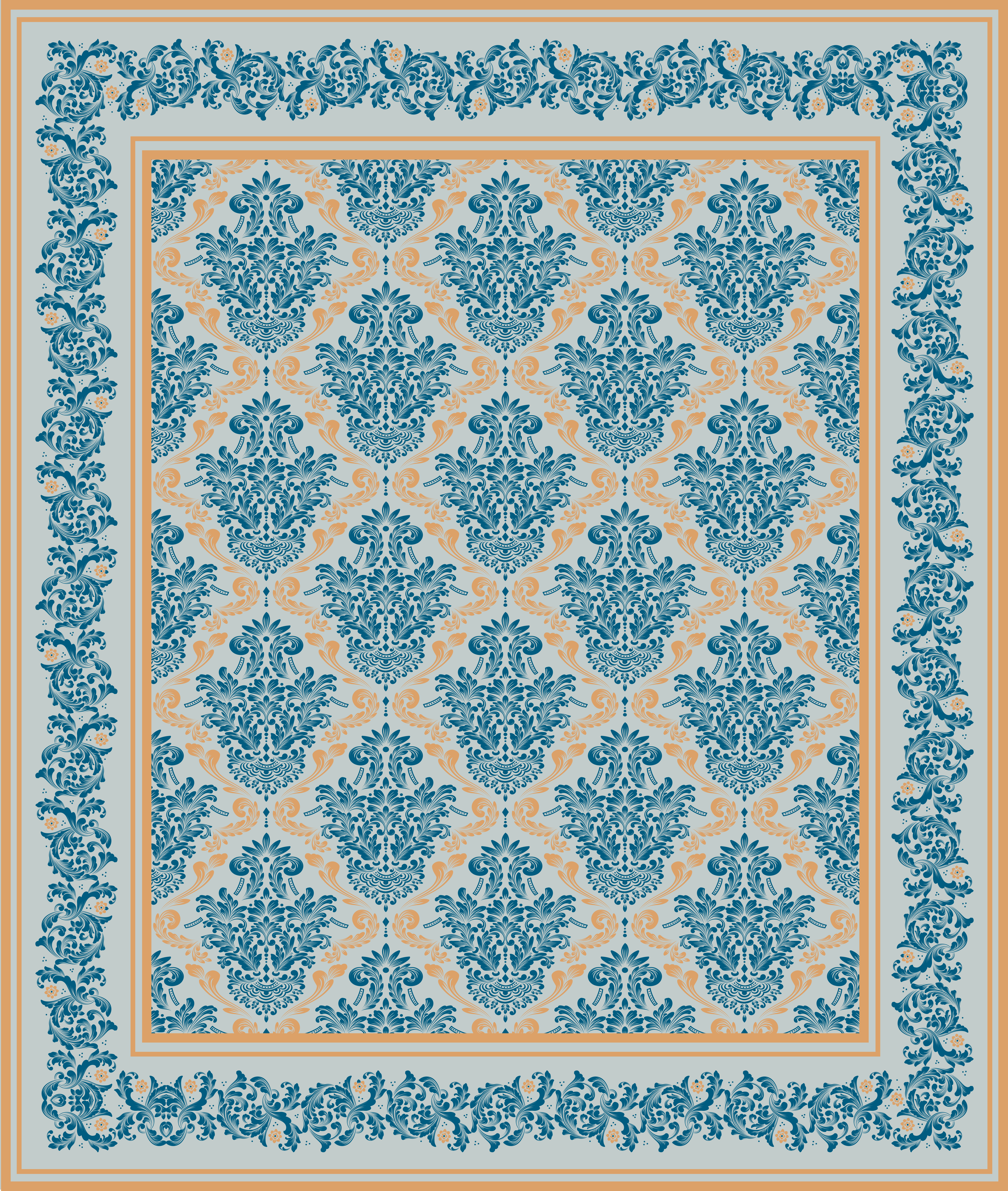 Elegant floral baroque  entrance hall vinyl carpet - TenStickers