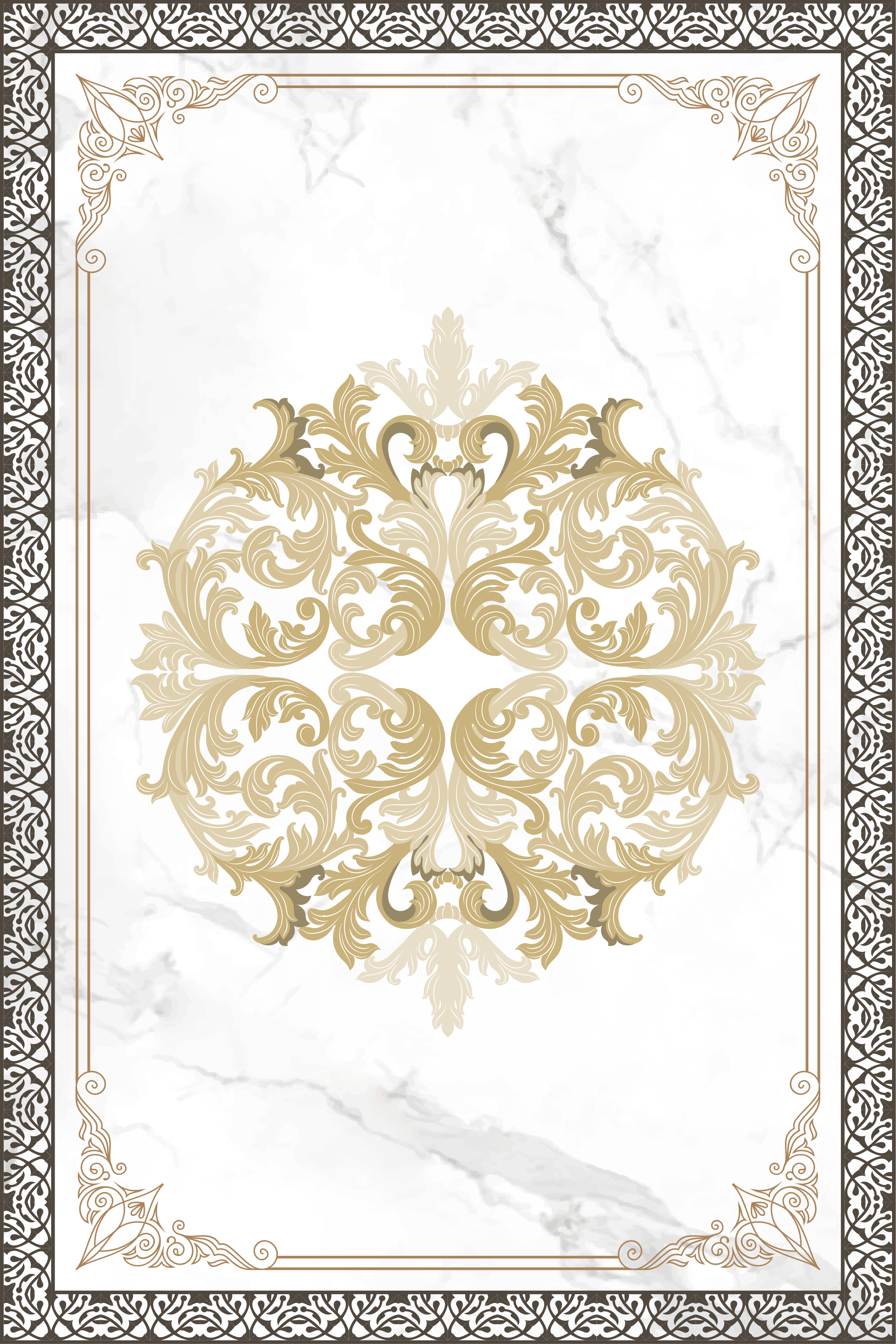 Elegant Gold Flourish marble vinyl carpet - TenStickers