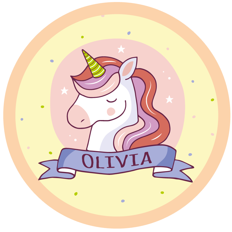 Customisable name unicorn circular rug - TenStickers