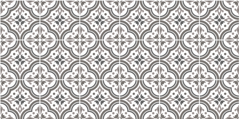 Classic grey floral pattern tile carpet - TenStickers