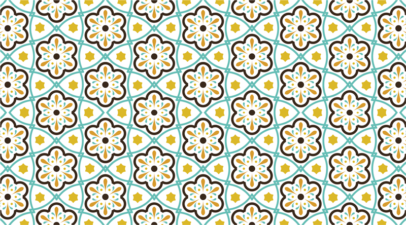 Floral inspired pattern tile carpet - TenStickers