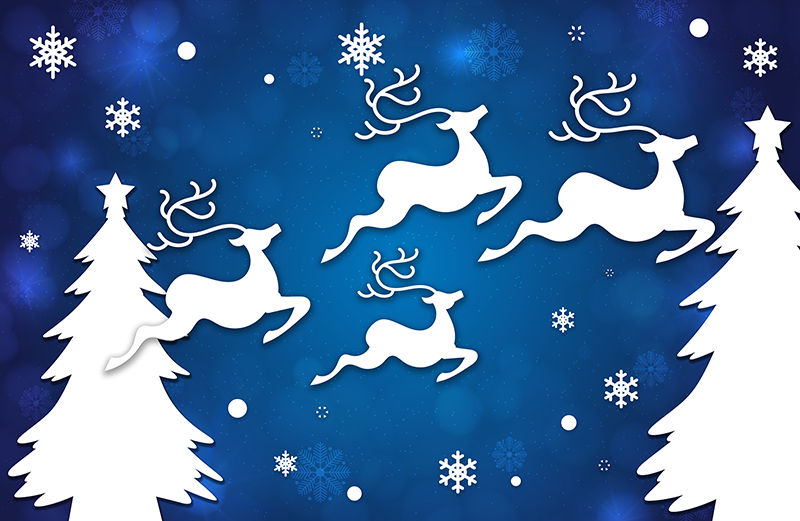 Reindeer flying Christmas rug - TenStickers