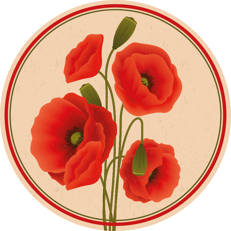red poppies floral vinyl carpet - TenStickers