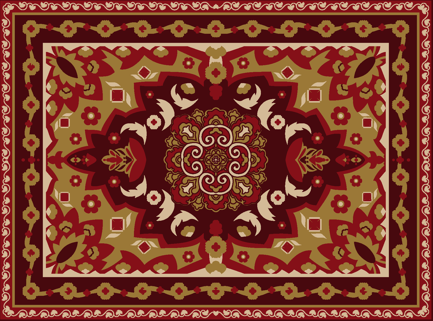 Floral geometric vintage design dining room vinyl carpet - TenStickers