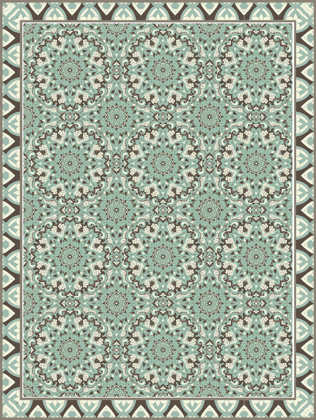 Floral tile pattern dining room vinyl carpet - TenStickers