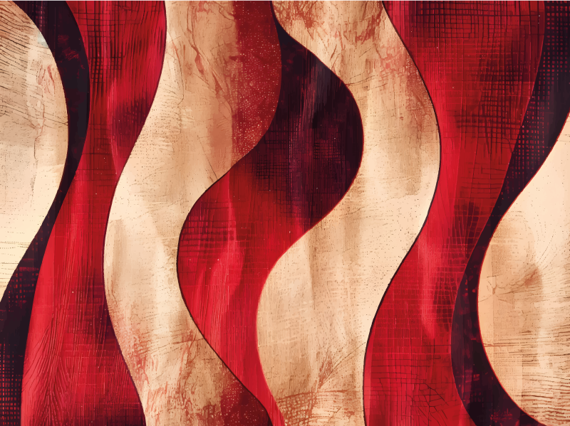 Modern waves pattern red vinyl carpet - TenStickers