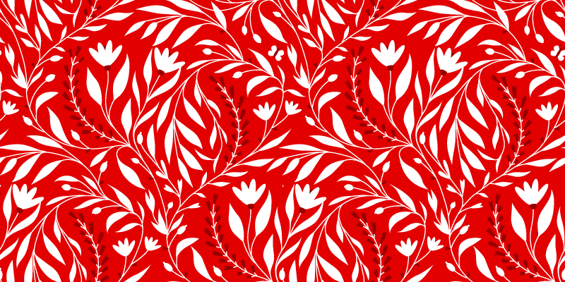 Floral leaf design red vinyl carpet - TenStickers