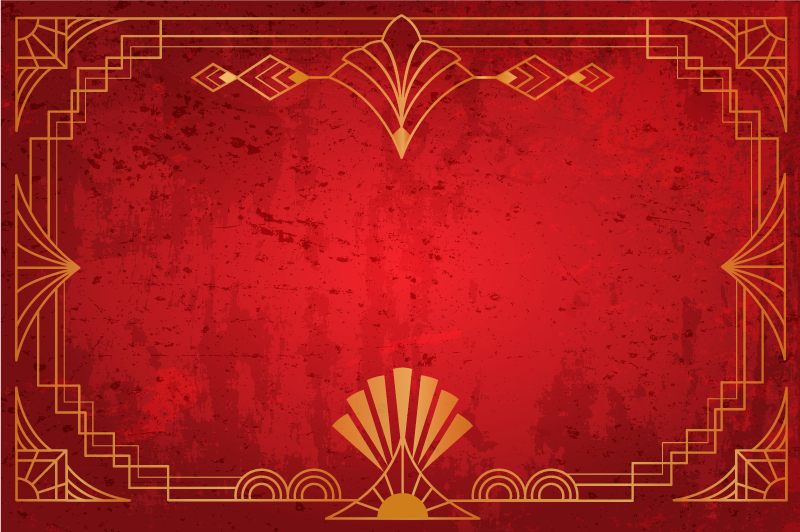 Golden pattern border red vinyl carpet - TenStickers