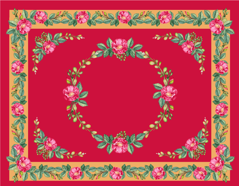 Vintage floral pattern red vinyl carpet - TenStickers