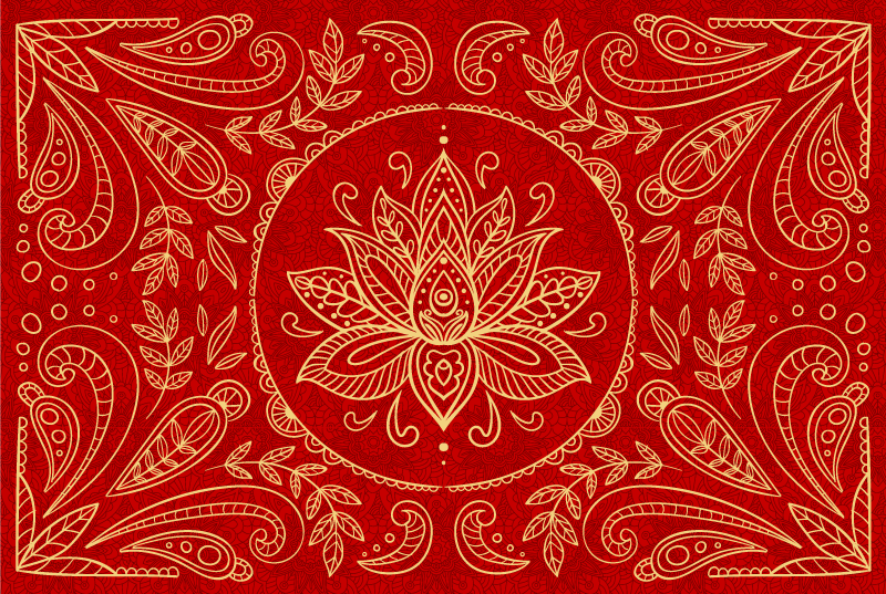 Vintage mandala design red vinyl carpet - TenStickers