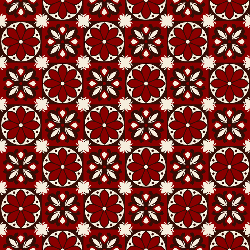 Vintage tile pattern red vinyl carpet - TenStickers