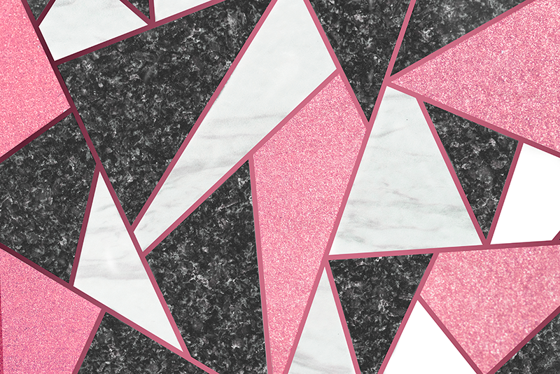 Pink & grey geometric shapes marble vinyl carpet - TenStickers