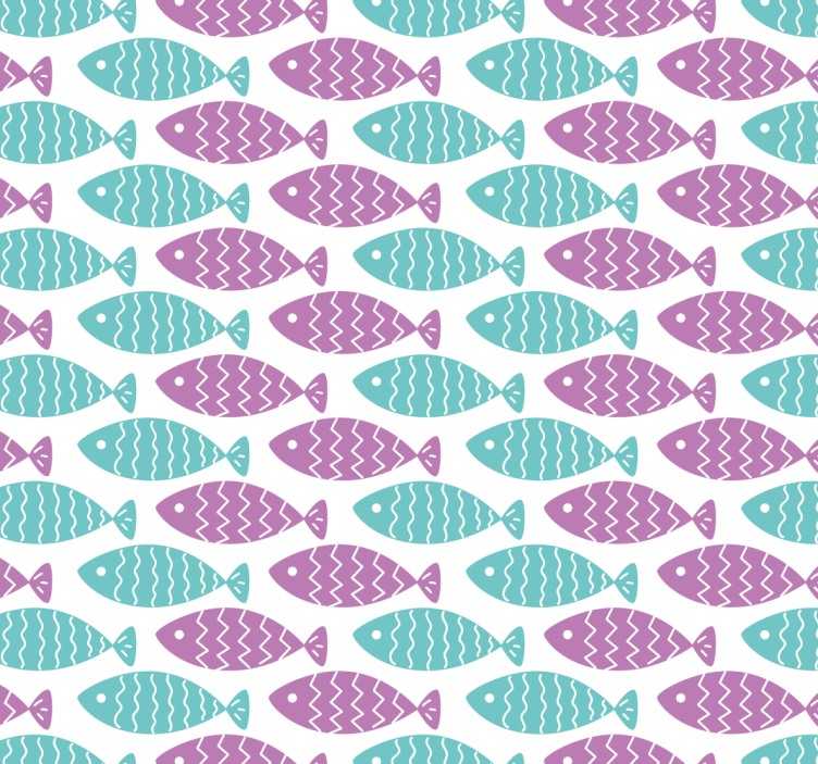 Geometric Fish Motif wallpaper for the nursery - TenStickers