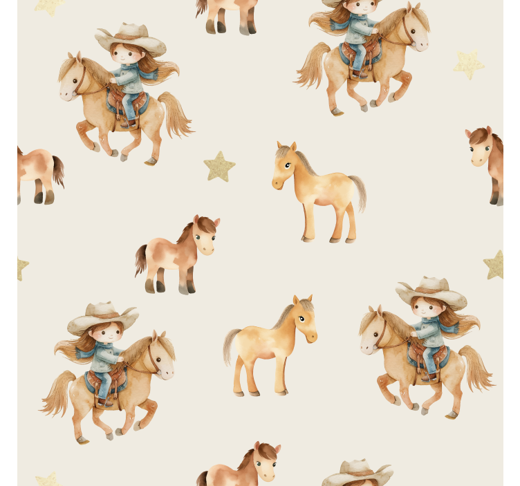 Child riding wallpaper horses - TenStickers