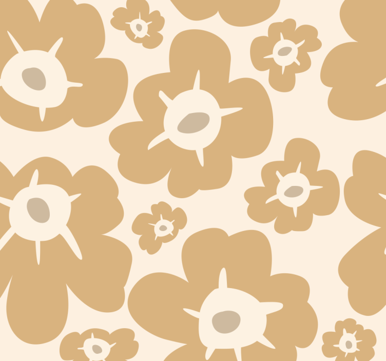 Beige poppies flowers wallpaper - TenStickers
