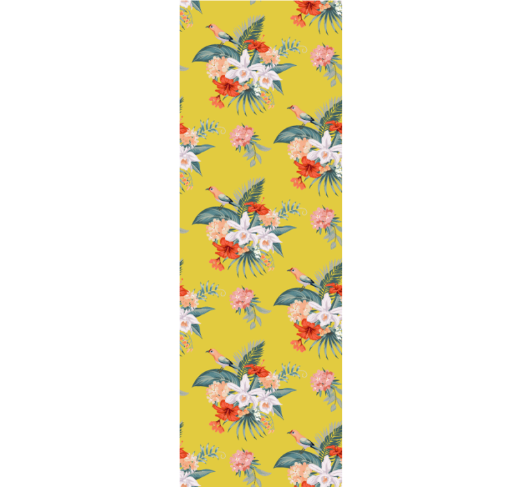 Bouquet on yellow background flowers wallpaper - TenStickers