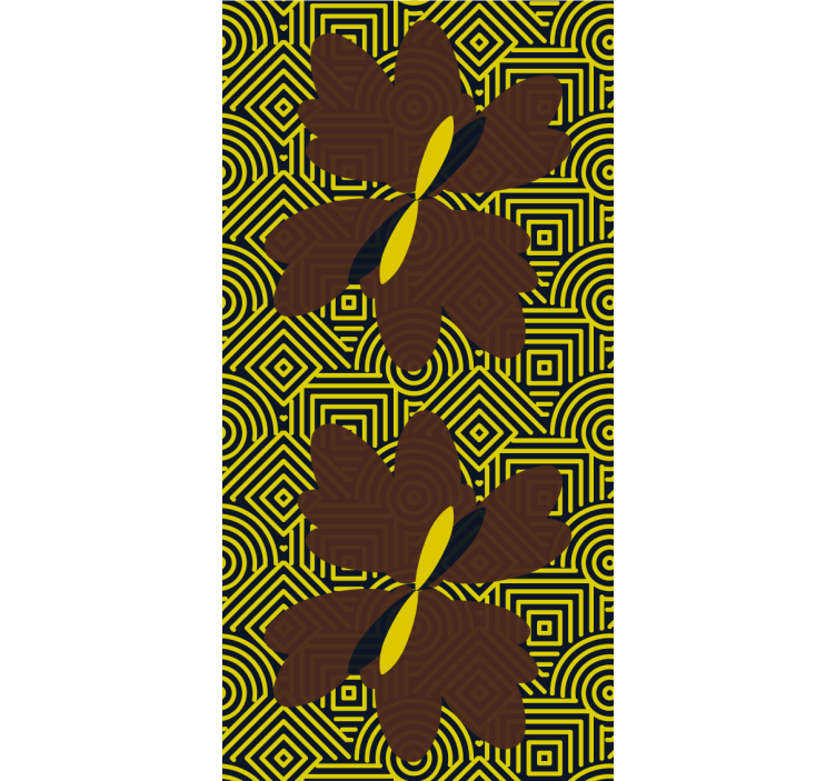 Yellow and brown pattern wallpaper flowery - TenStickers