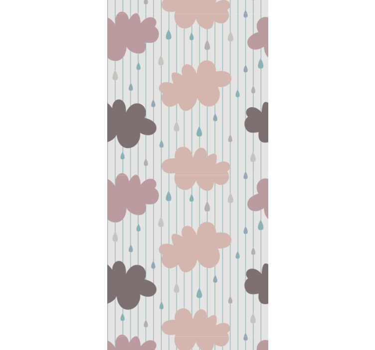 Pink rainy clouds wallpaper childrens room - TenStickers